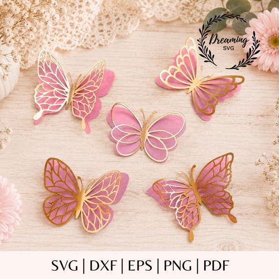 3D Layered Butterfly SVG Bundle - Papercraft Mandala Templates for Cricut - 3D Butterfly Wall Decor Cut File Silhouette