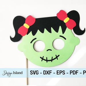Halloween Mask SVG - Frankenstein&#39;s Girl SVG - 3D Layered Frankenstein Mask SVG - Kids Halloween Costume - Creepy Props Halloween svg