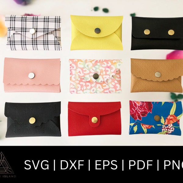 Lot de cartes portefeuilles SVG - SVG - pas de couture porte-monnaie SVG - pochette portefeuille svg - pochette simili cuir sans couture - cartes portefeuille svg