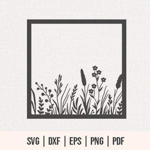 Quadratischer Blumenrahmen Schnittdateien SVG für Silhouette & Cricut - Blumen Papierschnittdateien - Quadratischer Blumenrahmen SVG - Blumenrahmen SVG