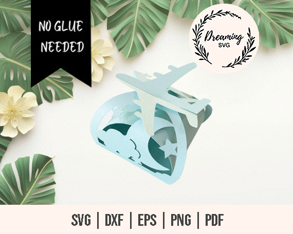 Airplane Box SVG -  Airplane Gift Box Template - Twist Box SVG - No Glue Box svg - Airplaine Treat Box svg - Go Airplane Favor Box svg