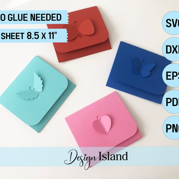 Envelope Bundle SVG - Gift Card Holder SVG - No Glue Needed Envelope Template - Butterfly Envelope SVG - Envelopes Cut File Template svg