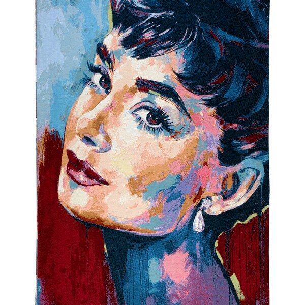 Audrey Hepburn - Wandteppich aus Gobelin-Stoff 120x70 cm