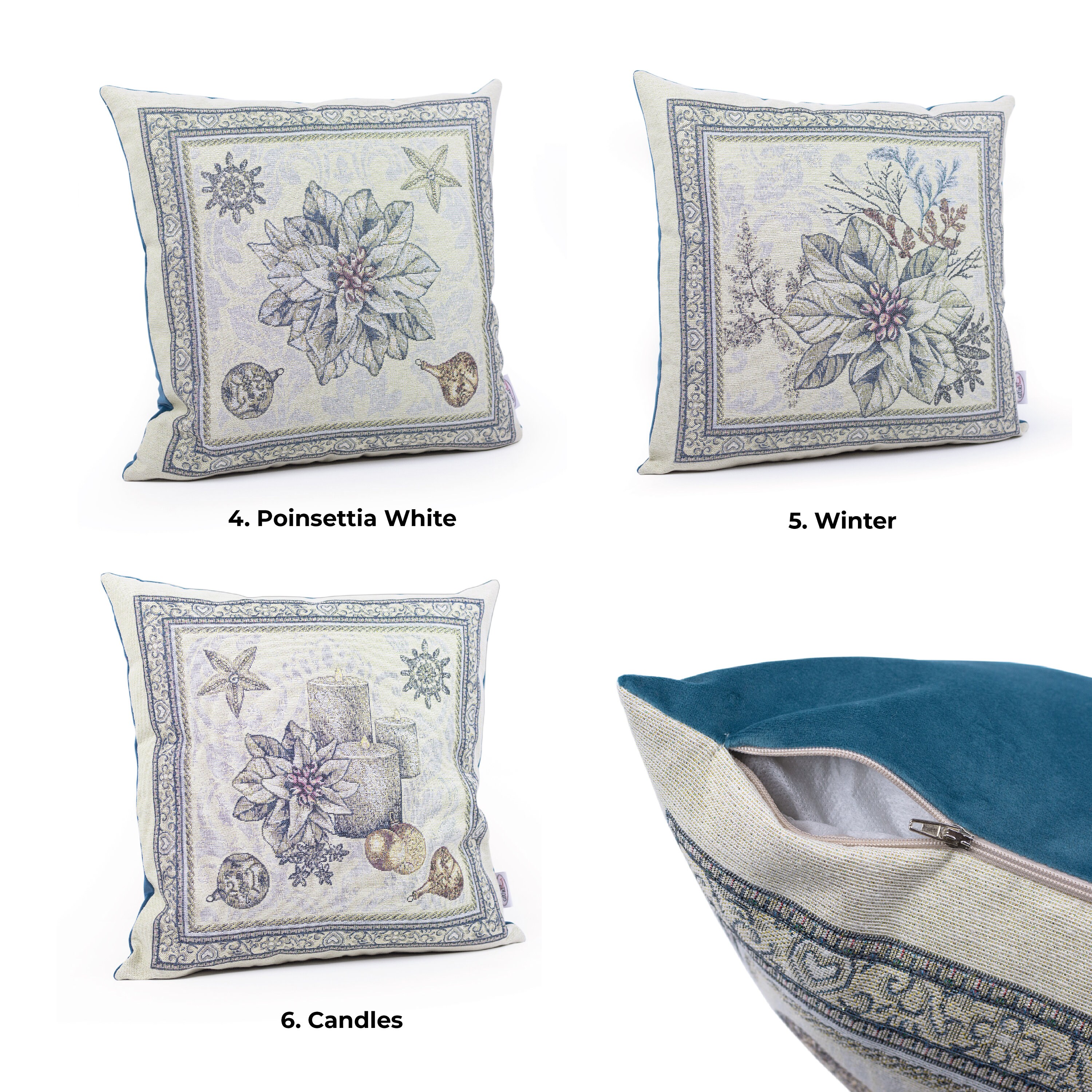 Giuri Tessuti - Federa Cuscino Natalizio 45x45cm con fronte in Gobelin Jacquard e retro in Velluto, Realizzata a Mano in Italia - Ottima Idea Regalo per Natale (CHRISTMAS CAROL