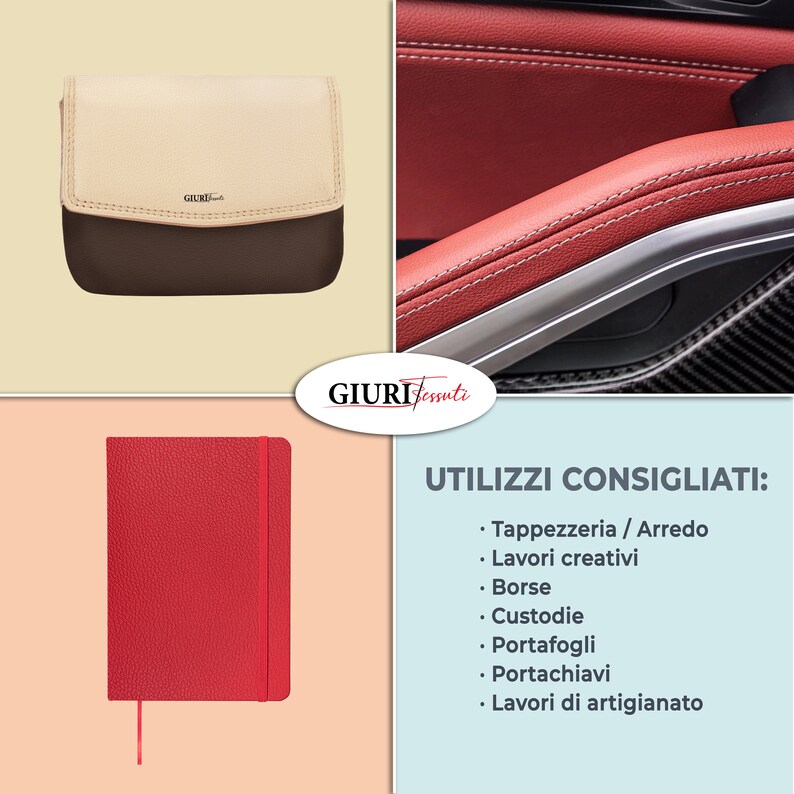 GIURI TESSUTI Tessuto Similpelle BREMA, Impermeabile e Anti Screpolatura per Arredo, Tappezzeria d'Interni e Accessori Ecopelle H. 140cm immagine 5