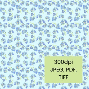 Forget-Me-Not Seamless Floral Pattern, Blue Flower Repeat Design, Digital Fabric Download for Sewing, Crafts & Scrapbooking, Botanical Art