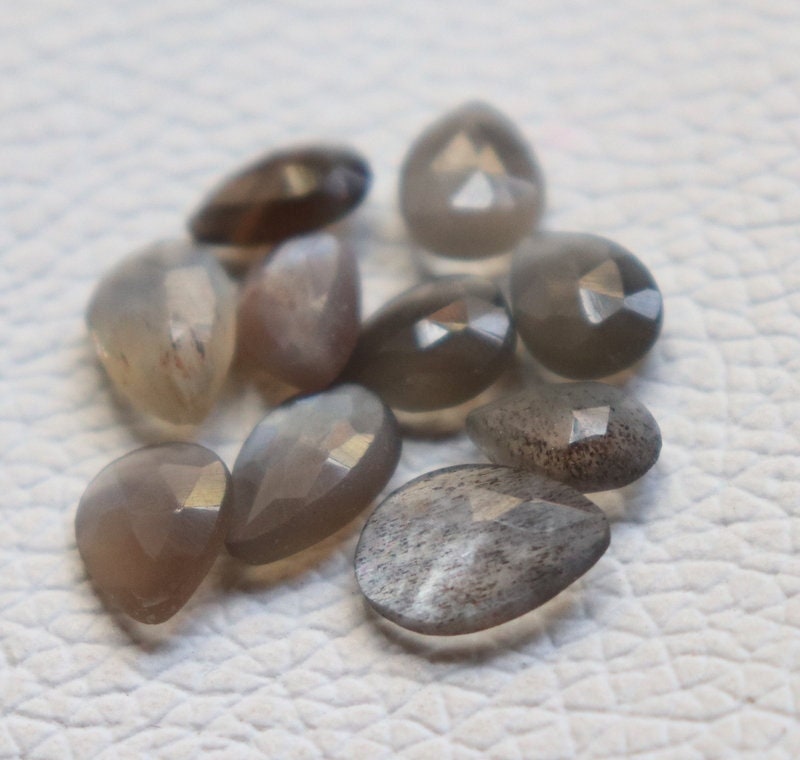 17.00 Ctr Grey Moonstone 10 Piece Lot Cut Fancy Shape Natural Gemstone Gemstone Awesome Quality Making For Jewelry Size 11X8X3 MM