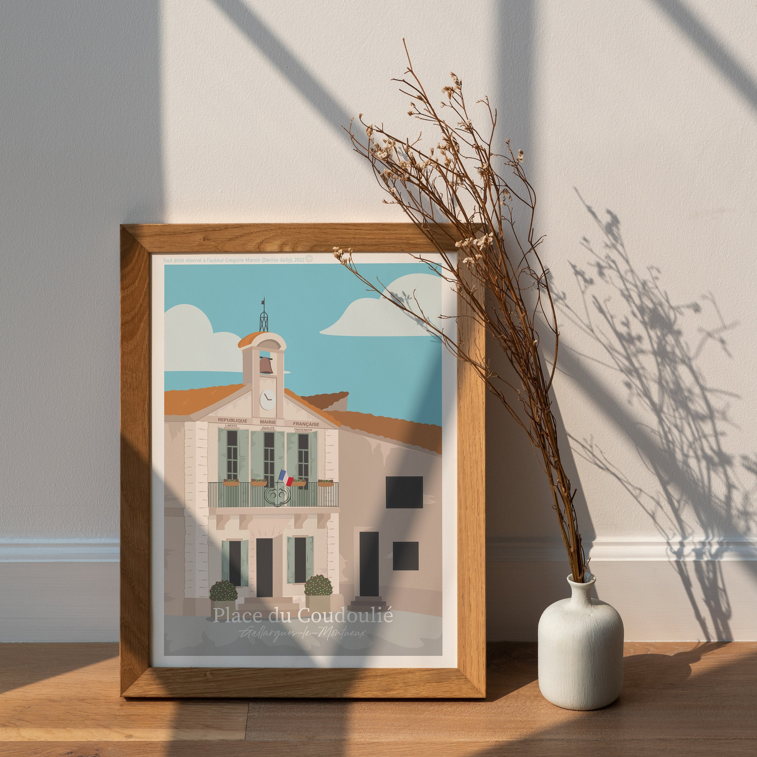 Affiche Place Du Coudoulié Gallargues-Le-Montueux/Format A5 A4 A3