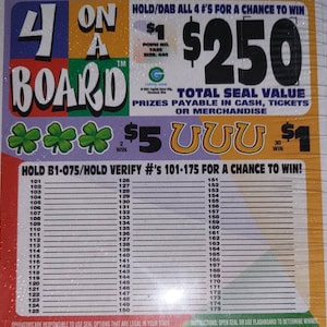 Small 4 On A Board Holder Ticket For Amusement Use Only