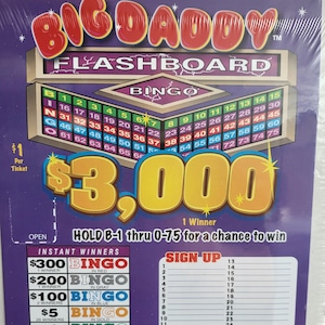 Big Daddy Flashboard Bingo Holder Ticket For Amusement Use Only