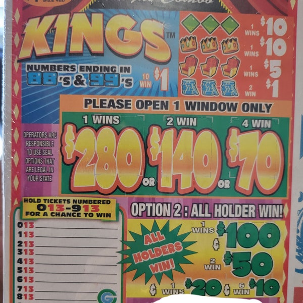 Kings, Queens,  Or Jack's Holder Ticket For Amusement Use Only Titles Will Vary 1 Box Per Order