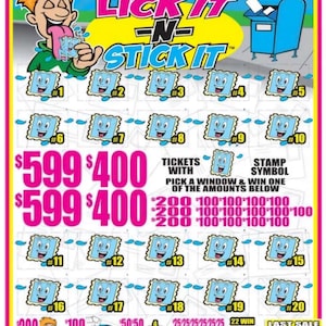 Lick It N Stick It Jars Pick Board With Last Sale For Amusement Use Only