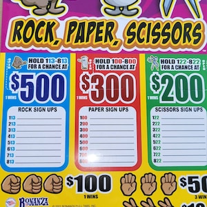 Rock Paper Scissors Ticket Holder Titles Will Vary Amusement Use Only