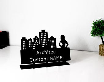 Architect Custom Metal Nameplate: Elegant Office Desk Decor