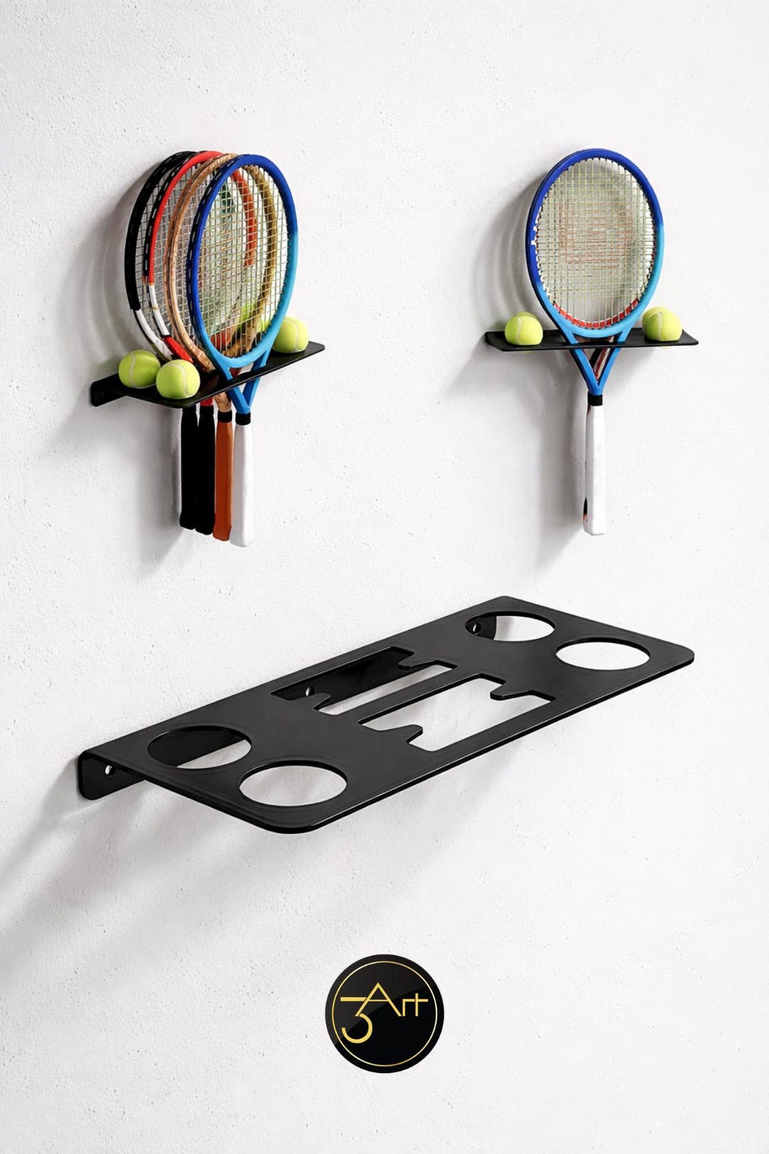 Wall Mounted Racket Metal Wall Mounted Tennis Racket Holder With Ball Storage - Etsy