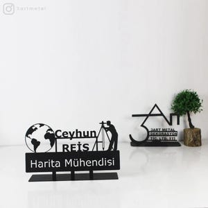 Personalized Surveying Engineer Metal Desk Name Plate: Custom Office Decor