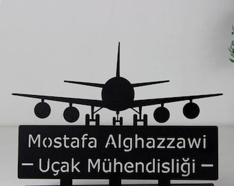 Personalized Aeronautical Engineer Metal Desk Nameplate: Stylish Office Decor