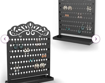 Metal Jewelry Organizer Stand: Decorative Earring Necklace Holder