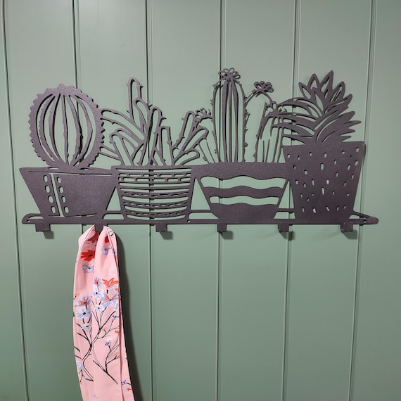 Cactus Metal Coat Rack: Whimsical Wall Hanger With 6 Hooks - Etsy