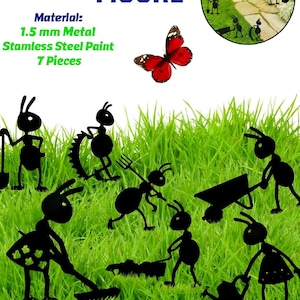 Metal Ant Garden Ornaments: Whimsical Outdoor Decor, Set of 7