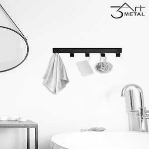 Perchero de baño de hierro metálico, toallero y perchero de pared, con múltiples opciones de ganchos (2, 3, 4, 5 o 6), elegante decoración para el hogar, regalo de inauguración.