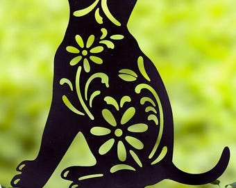 Décoration de jardin en métal pour chiot : sculpture de chien en acier inoxydable