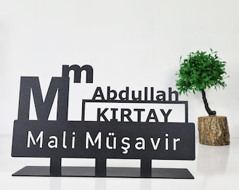 Personalized Metal Financial Advisor Nameplate: Custom Office Decor