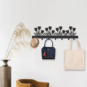 Flower Metal Wall Art: Decorative Coat Hooks & Hat Rack
