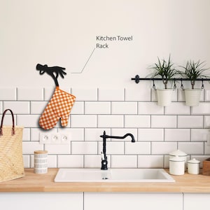 Metal Kitchen Adhesive Hanger, Wall Towel Holder, Bathroom Hook, Modern Kitchen Organizer, Stylish Towel Rack, Housewarming Gift Idea