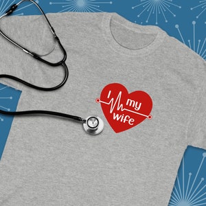 I heart My Wife T-shirt Romantic Tee I Love My Wife Anniversary Gift Newlywed T-shirt Gift for Him Couple T-shirts image 1