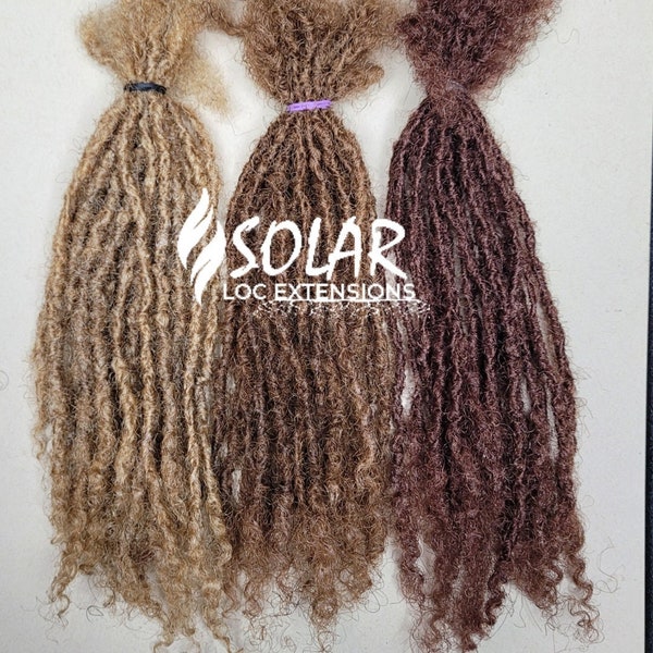 3mm SolarLoc™ Extensions; NATURAL CURL ends; 100% human hair, hand-made, 10 LOCS/bundle