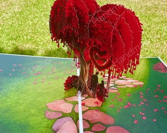 Love Tree Pop Up Card - Handmade Anniversary Gift
