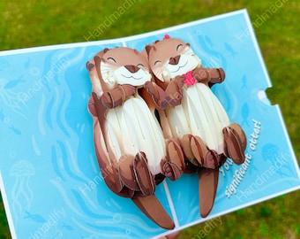 Carte Pop Up Loutre, Cartes D'anniversaire Loutre, Pour Un anniversaire, Saint-Valentin, Anniversaires, Toutes Les Occasions, Cadeaux Faits Main