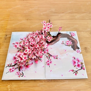 Carte pop up fleurs de cerisier, fleur de sakura, pour anniversaire, merci, mariage, commémorations, toutes les occasions, cadeaux faits main image 9