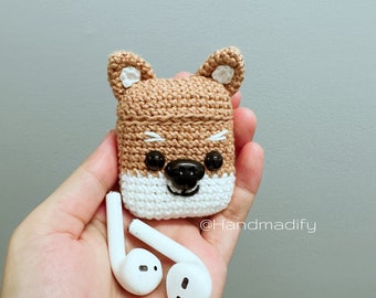 Shiba Dog AirPods 1, 2, 3, Pro, Pro 2 Case - Étui casque pour animaux - Crochet Animaux AirPods Case - Cadeau spécial - Cadeau fait main