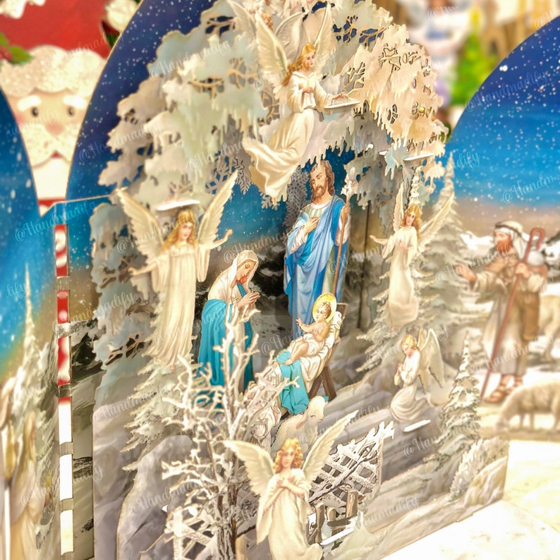 Carte pop up flocons de neige - carte pop up Jésus-Christ - carte de Noël - cadeaux pour Noël - carte joyeuses fêtes - cadeaux faits main image 4