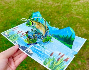 Pop Up Fish Card, Handmade Birthday, Anniversary Card