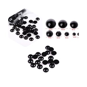 20 Stück 6mm/8mm/10mm/12mm schwarze Kunststoffaugen für Puppentiere - DIY Spielzeug - Puppen Zubehör Geschenke - DIY Basteln