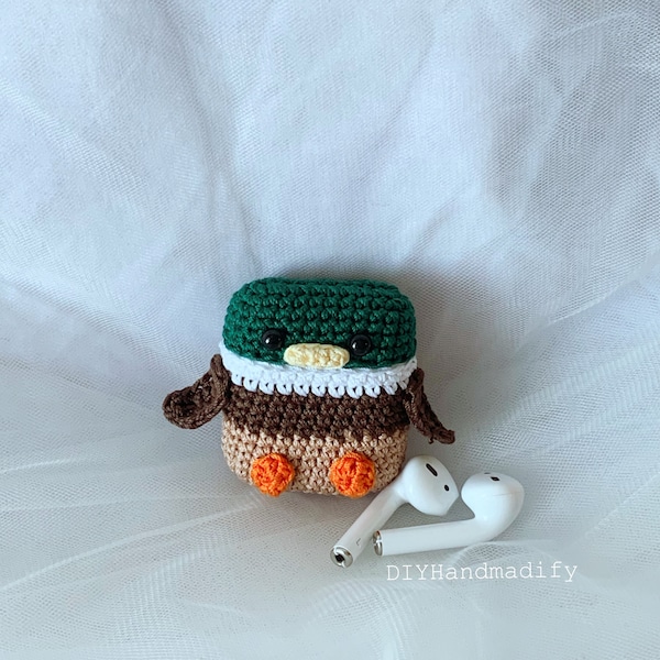 Duck AirPods 1, 2, 3, Pro, Pro 2 Case - Animals Headphone Case - Crochet Animals AirPods 1, 2, Pro, Pro 2 Case - Special Gift- Handmade Gift