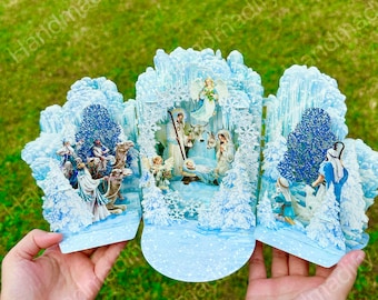 3D Pop-Up Nativity Christmas Card – Winter Wonderland Handmade Card