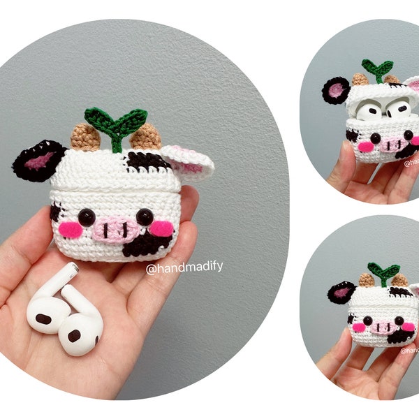 Cow AirPods 1,2,3,Pro, Pro 2 Case - Animals Headphone Case - Crochet Animals AirPods 1,2,3,Pro, Pro 2 Case - Special Gift - Handmade Gifts