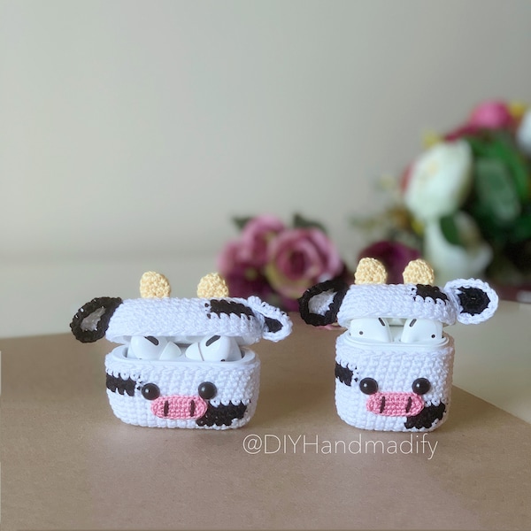 Cow AirPods 1,2,3,Pro, Pro 2 Case - Animals Headphone Case - Crochet Animals AirPods 1,2,3,Pro, Pro 2 Case - Special Gift - Handmade Gifts