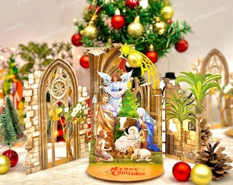 Pop Up Holy Night Card- Pop Up Jesus Christ Card- Carte de Noël- Cadeaux pour Noël- Carte Joyeuses Fêtes- Cadeaux faits main