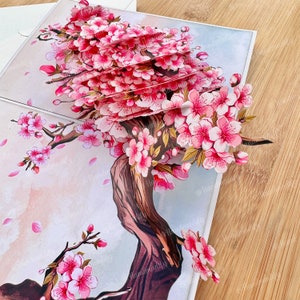 Carte pop up fleurs de cerisier, fleur de sakura, pour anniversaire, merci, mariage, commémorations, toutes les occasions, cadeaux faits main image 7