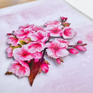 Carte pop up fleurs de cerisier, fleur de sakura, pour anniversaire, merci, mariage, commémorations, toutes les occasions, cadeaux faits main image 8