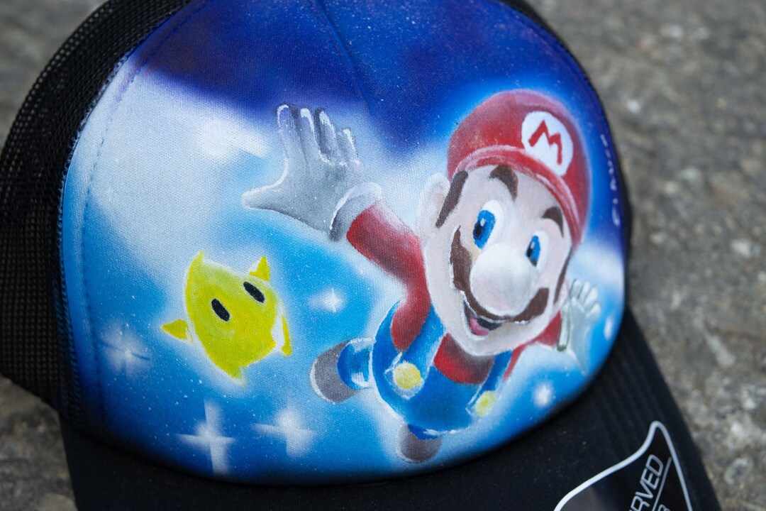 Super Mario Custom Handpainted Truckerhat - Etsy