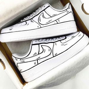 Custom Cartoon Nike Air Force 1 Style Sneakers - Hand-Painted Comic Design