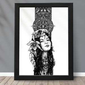 Art Illustration - SNAKE TOTEM - Qualitätsdruck auf Papier 250gr