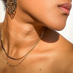 Gold Paperclip Chain Necklace / Gold Plated / Sterling Silver 925 / Paper Clip Necklace / Oval Link Chain / Italian Chain / Dainty Necklace