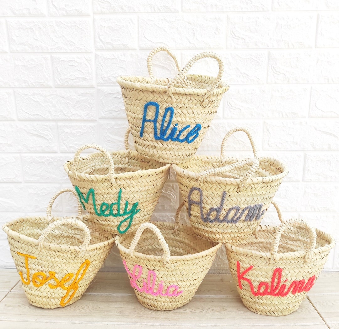 Personalized STRAW BAGS for Wedding Guest Favors Flower Girl Etsy